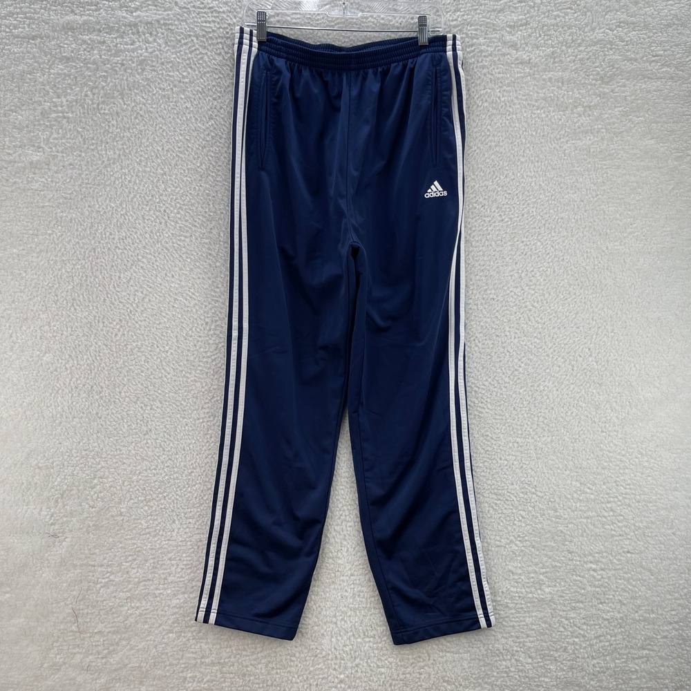 Vintage Adidas Track Pants Mens L Blue White Tearaway 3 Stripe Y2K Athleisure